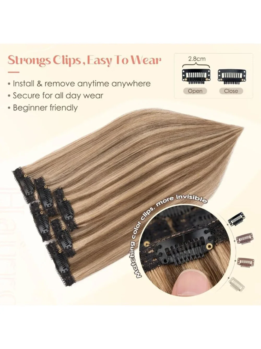 6PCS Clip-In Short Hair Extensions - Remy Human Hair, 10 Inch, Medium Brown